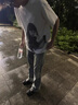 POUM彎刀微喇顯瘦牛仔褲男秋季美式高街痞帥vibe修身cleanfit長(cháng)褲子男 HCFS-2110淺藍色 L 【105-120斤】 曬單實(shí)拍圖
