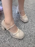 瑜尚臻品洋氣百搭瑪麗珍高跟鞋主婚紗兩穿伴娘新娘訂婚鞋粗跟單鞋女配裙子 瑪麗珍高跟鞋【杏色38碼】 曬單實(shí)拍圖