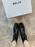百麗（Belle）復古褶皺面時(shí)裝靴女2025冬新商場(chǎng)同款優(yōu)雅高跟短靴E5U1DDD5預售 黑色 37 曬單實(shí)拍圖