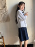 衣諾坊女童半身裙中長百褶裙子春秋兒童畢業(yè)演出服團體服校服 曬單實拍圖