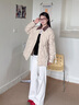 森馬（Semir）羽絨服女中長(cháng)款輕薄肌理寬松2025撞色燈芯絨翻領(lǐng)冬裝109725113027 曬單實(shí)拍圖
