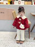 G.duck小黃鴨女童棉服冬季嬰兒棉衣兒童拜年服紅色寶寶棉襖喜慶夾棉外套 紅色 80 cm 曬單實(shí)拍圖