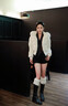 棉致大毛領(lǐng)短款羽棉絨服女2025冬季新款歐美風(fēng)收腰顯瘦減齡棉襖外套 白色 M 曬單實(shí)拍圖