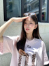 美式高街豹紋粉色正肩短袖t袖女夏季寬松慵懶純棉設計感小眾上衣 粉色 M 曬單實(shí)拍圖
