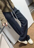 紅蜻蜓加絨窄版休閑闊腿褲女2025新款秋冬季垂感羊毛呢褲人字紋直筒褲子 深灰色 加絨 常規 L 【110-120斤】 曬單實(shí)拍圖