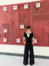 AAISUP美式假兩件拼接翻v領(lǐng)T恤女2025年春秋新款氣質(zhì)高級設(shè)計(jì)感修身上衣 黑色 M 曬單實(shí)拍圖
