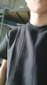 花花公子（PLAYBOY）冰絲短袖T恤男士夏季純色亞麻運動(dòng)速干半袖寬松百搭打底衫上衣服t 黑色 M (95-120斤) 曬單實(shí)拍圖