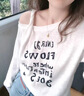 蘇雨薇設計感白色斜肩露肩印花長(cháng)袖t恤女秋季慵懶顯瘦純欲吊帶罩衫上衣 白色【關(guān)注店鋪-送運費險】 L （105-120斤） 曬單實(shí)拍圖
