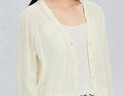 鄂爾多斯1980新品純棉V領(lǐng)簡(jiǎn)約開(kāi)衫女輕薄通勤開(kāi)衫25春夏 乳白 L 170/88A 曬單實(shí)拍圖