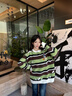 BJHG不計(jì)后果貓和老鼠聯(lián)名復(fù)古毛衣男款2025新款潮牌秋休閑條紋上衣女 草綠色 XL 曬單實(shí)拍圖