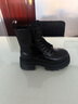 他她TATA巡星者靴子女鞋工裝靴黑色千層靴馬丁靴短靴 黑色 37 曬單實(shí)拍圖