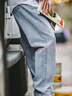 馬登工裝美式復古水洗丹寧牛仔褲直筒寬松闊腿褲日系休閑長(cháng)褲子男秋 深藍 38 曬單實(shí)拍圖