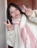 浪莎羊絨圍巾女2023秋冬新款學(xué)生韓版百搭加厚保暖兩用可愛(ài)情侶款圍脖 曬單實(shí)拍圖