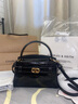 CHARLES&KEITH鱷魚(yú)紋凱莉包手提斜挎婚包包女包生日禮物CK2-50270880-1 Black黑色 S 曬單實(shí)拍圖
