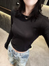 森馬（Semir）長(zhǎng)袖T恤女短款小心機(jī)顯瘦緊身2025發(fā)熱抓毛純色冬裝109725101010 曬單實(shí)拍圖