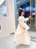小咔衣濃女童禮服裙長(cháng)袖蓬蓬公主裙兒童主持人鋼琴演出服花童婚紗女孩秋季 香檳色長(cháng)袖3934長(cháng)款 130 曬單實(shí)拍圖
