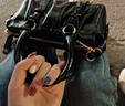 CHARLES&KEITH25冬新品褶皺包掛手提小方包波士頓包CK2-30671820 Black黑色 S 曬單實(shí)拍圖