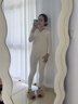 愛(ài)莉安娜孕婦保暖內衣套裝產(chǎn)后哺乳秋衣秋褲品質(zhì)月子服睡衣喂奶 抹茶色-秋衣秋褲套裝 L（110-130斤 曬單實(shí)拍圖