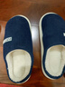 樸西冬季燈芯絨男士室內棉拖鞋保暖加絨厚底情侶居家 藏青色 42-43 曬單實(shí)拍圖