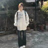 LDBE潮牌字母印花連帽衛(wèi)衣女秋冬2025新款爆款寬松美式復古上衣外套潮 白灰色 M 【80-100斤】 曬單實拍圖