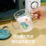 富光兒童牛奶杯帶刻度 寶寶沖泡奶粉吸管水杯耐熱玻璃杯子男女果汁杯 藍(lán)色 350ml 曬單實拍圖