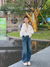 森馬（Semir）外套女秋短款蕾絲寬松蝙蝠袖棉麻立領(lǐng)2025新款甜美小清新夾克 本白10102 S 曬單實(shí)拍圖