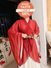古裝漢服女中國風(fēng)2025新款交領(lǐng)大袖圍裳破裙魏晉南北朝紅色戰國袍 套【里衣+外衫+圍裳+腰封】送腰繩 S 曬單實(shí)拍圖