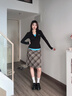MMLG復(fù)古格子毛呢半身裙女2025年早秋新款韓里韓氣可甜可鹽休閑裙子 深咖格子 S 曬單實拍圖