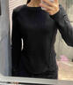 設計款魚(yú)尾打底衫女秋冬磨毛加厚保暖打底衣女式T恤長(cháng)袖打底上衣 黑色 均碼 （80-140斤 曬單實(shí)拍圖