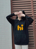 一寸相思黑色連帽衛(wèi)衣女款秋冬2025新款爆款寬松大碼長(zhǎng)袖上衣加絨加厚外套 黑色-字母Hi【春秋款】 XL 【150-170斤】 曬單實(shí)拍圖