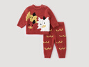 巴厘小豬親子裝一家三口新年服家居服套裝秋冬季加絨加厚保暖睡衣寶寶冬裝 嫣紅寶寶款 100 cm 曬單實(shí)拍圖
