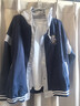 棉致拼色棒球服外套女春秋2025新款學(xué)院風(fēng)休閑寬松開(kāi)衫 藏青色款(高品質(zhì)) [加絨 加厚 XL 135-155斤 曬單實(shí)拍圖