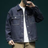 吉普吉普美式牛仔外套男士秋冬款寬松長(cháng)袖水洗秋裝翻領(lǐng)夾克上衣服 深藍色 [官方] M 100-120斤 曬單實(shí)拍圖
