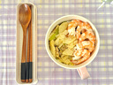 COOKSS筷子勺子套裝木質(zhì)一人用便攜式餐具三件套兒童學(xué)生專用外帶收納盒 曬單實(shí)拍圖