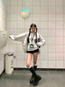 魯雅爾灰色連帽衛衣外套女春秋季新款韓版穿搭小個(gè)子高級感刺繡開(kāi)衫上衣 灰色 常規 L 曬單實(shí)拍圖