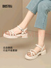 大東綁帶涼鞋女鞋2026夏季新款時(shí)尚粗跟一字扣厚底鞋1255 米色  37 曬單實(shí)拍圖
