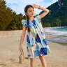 ASK JUNIOR女童裙子夏兒童輕薄無袖連衣裙度假滿印中大童公主裙 花色 130  曬單實拍圖