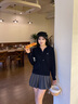 POLOWALK[含羊毛]針織衫女開(kāi)衫外套2024新款毛連帽通勤上衣夾克 藏青 XL (170) 曬單實(shí)拍圖