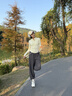 徽格兒（phigeer）半拉鏈羽毛球服女秋季新款長(cháng)袖速干網(wǎng)球服運動(dòng)套裝戶(hù)外跑步訓練服 奶杏色兩件套（墨灰褲） M 曬單實(shí)拍圖