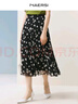 娜爾思（NAERSI）商場(chǎng)同款時(shí)尚黑色印花碎花A字半裙中長(cháng)款女年夏季新款 黑色 XL 曬單實(shí)拍圖