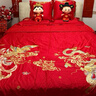 博洋家紡結婚六件套純棉新婚紅色100支長(cháng)絨棉刺繡龍鳳婚慶套件1.8米 曬單實(shí)拍圖