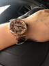 Davena蒂瑋娜手表女全自動(dòng)機械表女士手表鏤空腕表生日送女友禮物 金殼黑帶【小細紋】 曬單實(shí)拍圖