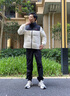 鴨鴨（YAYA）時(shí)空道宇系列羽絨服女短款2025秋冬新款立領(lǐng)撞色情侶男面包服外套 熊貓色 M （建議110-130斤） 曬單實(shí)拍圖