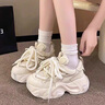 VOIC老爹鞋子女新款春秋季厚底松糕鞋增高運動鞋透氣網(wǎng)百搭休閑跑步鞋 米白色【專柜版品質(zhì)升級優(yōu)先發(fā)貨 35 曬單實拍圖