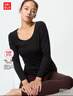 優(yōu)衣庫【驚喜價(jià)】女裝HEATTECH棉混紡U領(lǐng)T恤478963 480281 478963/09黑色 M 曬單實(shí)拍圖
