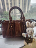 CHARLES&KEITH25冬新品褶皺包掛手提小方包波士頓包CK2-30671820 Chocolate巧克力色 S 曬單實(shí)拍圖