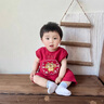 G.DUCKKIDS小黃鴨周歲禮服男寶寶抓周衣服女漢服百日宴百天滿月嬰兒套裝夏季 紅色+香囊 90 建議1~2歲【 80-90cm】cm 曬單實拍圖