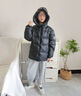 雪中飛兒童羽絨服新款潮流加厚面包服男童女童冬季外套黑色150 曬單實(shí)拍圖