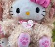 迪士尼（Disney）小狐貍hellokitty毛絨掛件包包書包公仔玩偶可愛kt女友禮物小飾品 咖色卷毛泰迪kitty掛件 曬單實拍圖