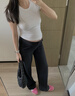 露露lulu Throwback Still瑜伽褲休閑新款健身高腰運動(dòng)褲女直筒褲 黑色-禮盒裝 M 4碼/100-110斤 曬單實(shí)拍圖